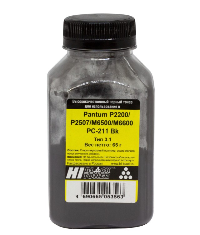 Tонер Hi-Black (PC-211) для Pantum P2200/ P2507/ M6500/ M6600, Bk, Тип 3.1, 65 г, банка