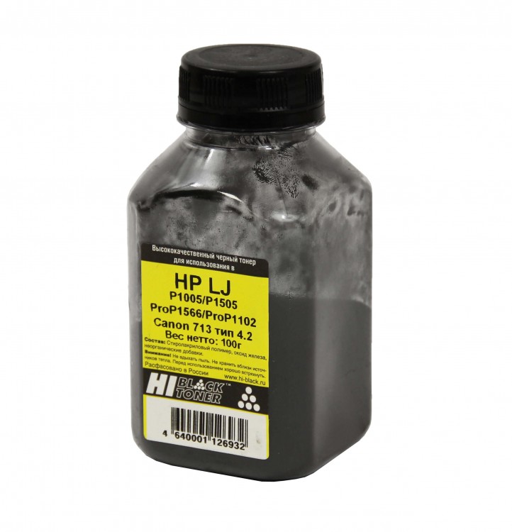 Тонер Hi-Black для HP LJ P1005/ P1505/ ProP1566/ ProP1102/ Canon713, Тип 4.2, Black, 100 г, банка
