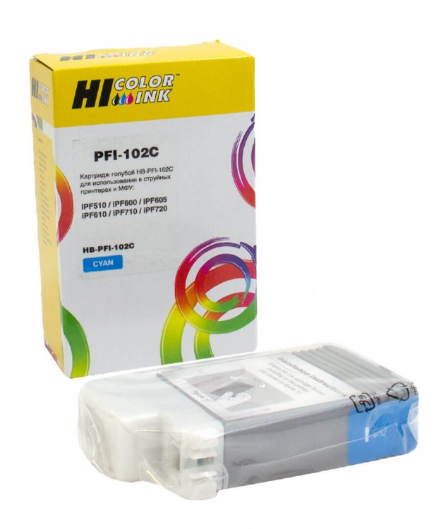 Картридж Hi-Black (HB-PFI-102C) для Canon IPF-510/ 600/ 710, Cyan, 130 ml