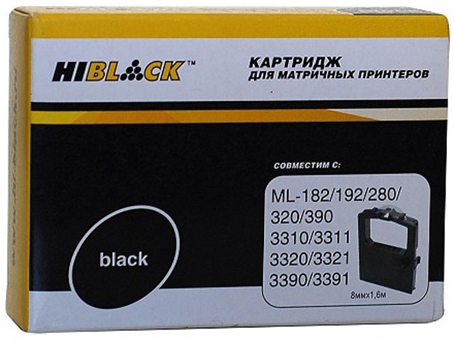 Картридж Hi-Black для Oki Microline 182/ 320/ 192/ 193/ 321/ 390/ 3310/ 3311/ 3320, Bk, б/ шва,1,6м