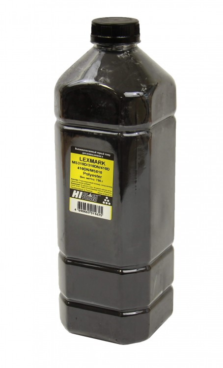 Тонер Hi-Black для Lexmark MS310d/ 310dn/ 410d/ 410dn/ MS810dn, Polyester, Black, 750 г, канистра